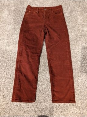 Levi's Premium Wedgie Straight Corduroy Pants Brown Rust 26 High Rise Button Fly